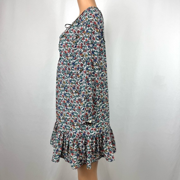 J. Crew Relaxed Printed Ruffled Casual Dress Fiery Sunset Ditsy Floral Size M - Picture 7 of 16